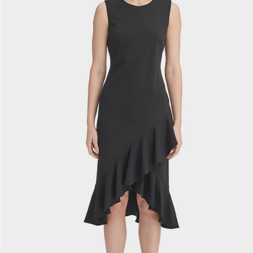 Calvin Klein Black Ruffled Dress